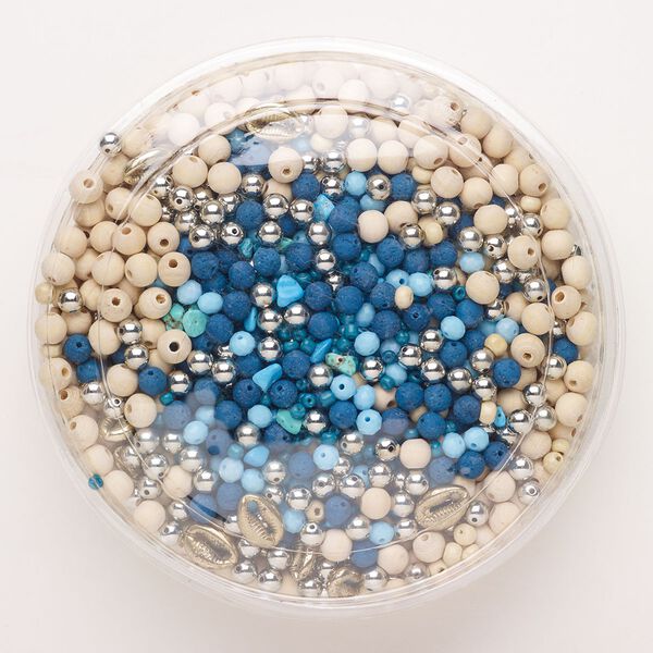 Bead mix, wood (natural) / acrylic / glass, pkg/1 pound, mixed colors, 4x5mm-18x13mm mixed shapes. image number 0