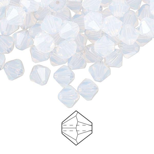 Bead 288pk white opal, Preciosa Czech crystal 6mm bicone image number 0