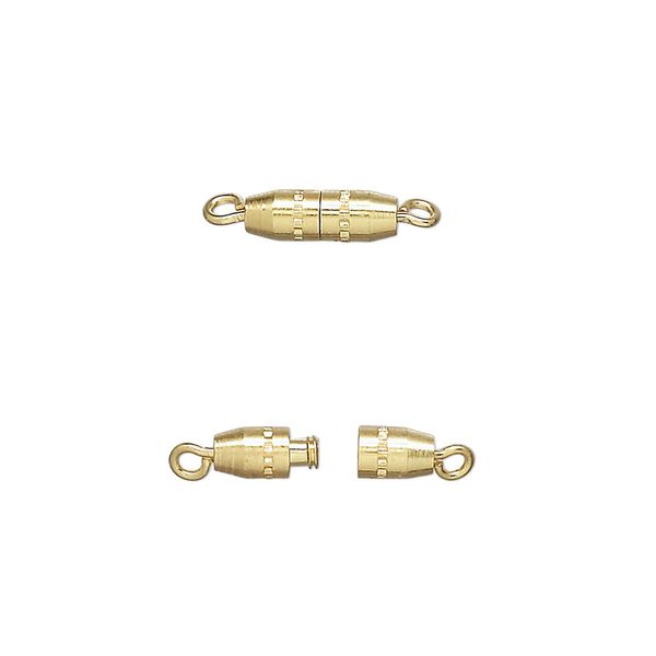 Clasp, torpedo, gold-plated brass, 10x3mm oval. Sold per pkg of 100. image number 0