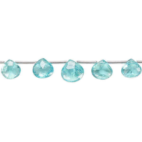 Apatite 1pkg1, hand-cut top-drilled faceted puffed teardrop bead natural 4 inch graduated 5x5mm-8x8mm image number 0