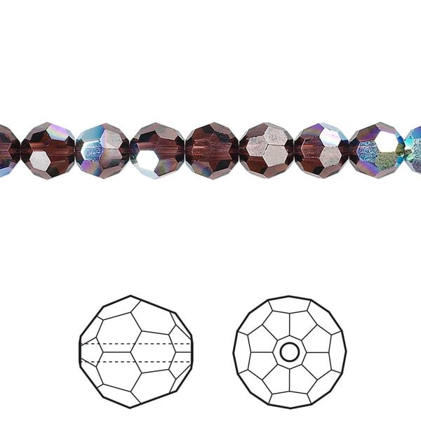 Bead 12pk burgundy AB, Crystal Passions® 6mm faceted round 5000 image number 0