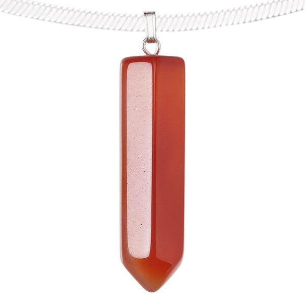 Carnelian / "pewter" (zinc-based alloy) 1pkg1, silver-plated point pendant 43x12mm image number 0
