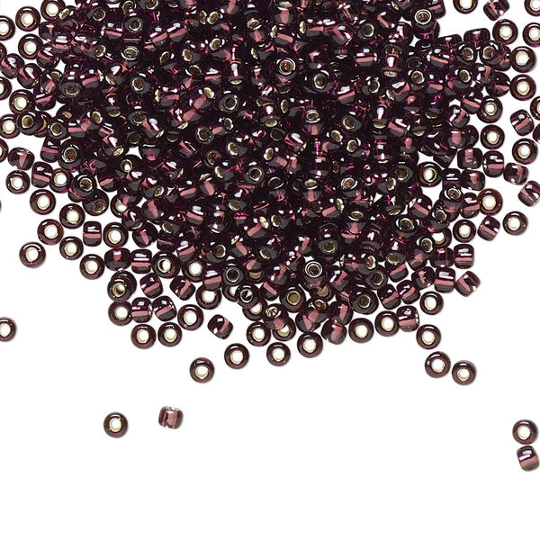 Seed bead, TOHO BEADS®, glass, pkg/7.5g, #11 round, transparent silver-lined amethyst (TR-11-26C). image number 0