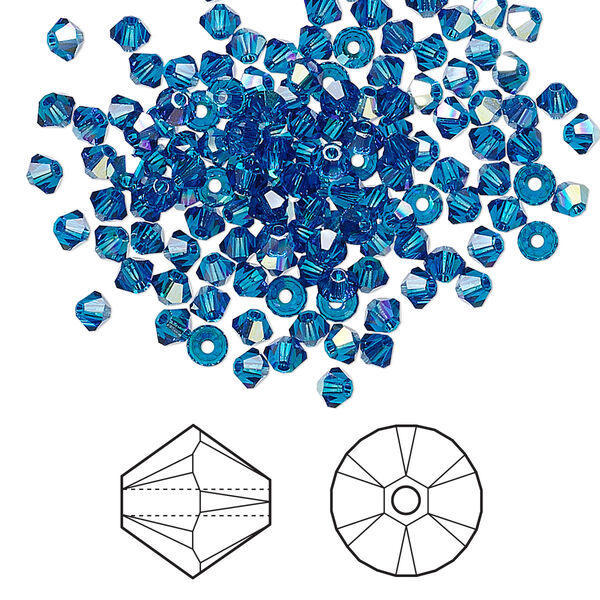 Bead 1440pk Capri blue AB, Swarovski® 3mm XILION bicone 5328 image number 0