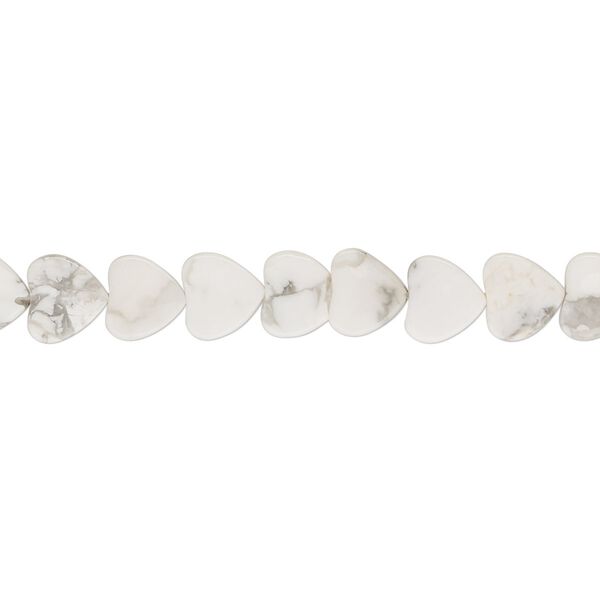 Howlite 1pkg1, flat heart bead natural 15.5-16 inch 6mm image number 0
