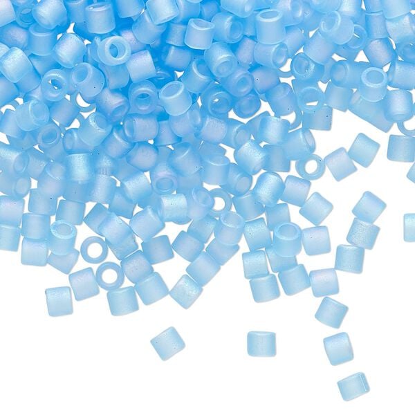 Seed bead, Delica®, glass, pkg/50g, #8 round, translucent matte rainbow aqua (DBL-0861). image number 0