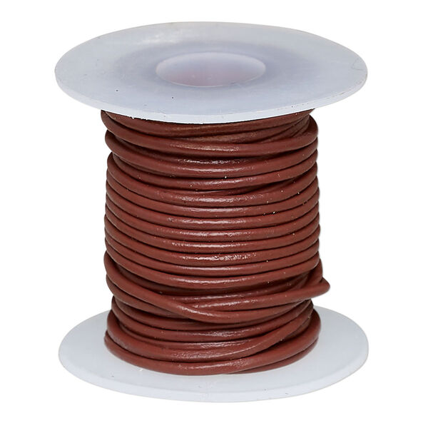 Cord, leather (dyed), rose, 1-1.2mm round. Sold per 5-yard spool. image number 0