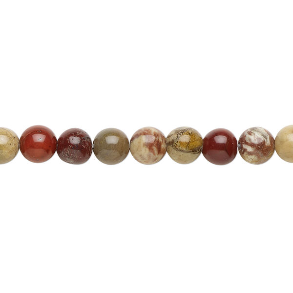 Rainbow brecciated jasper 1pkg1, round bead natural 15.5-16 inch 6mm image number 0