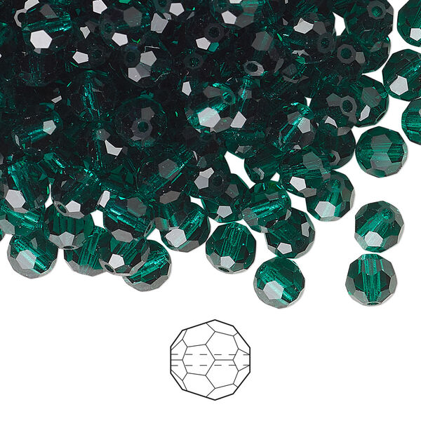Bead 576pk emerald, Preciosa Czech crystal 5mm round image number 0