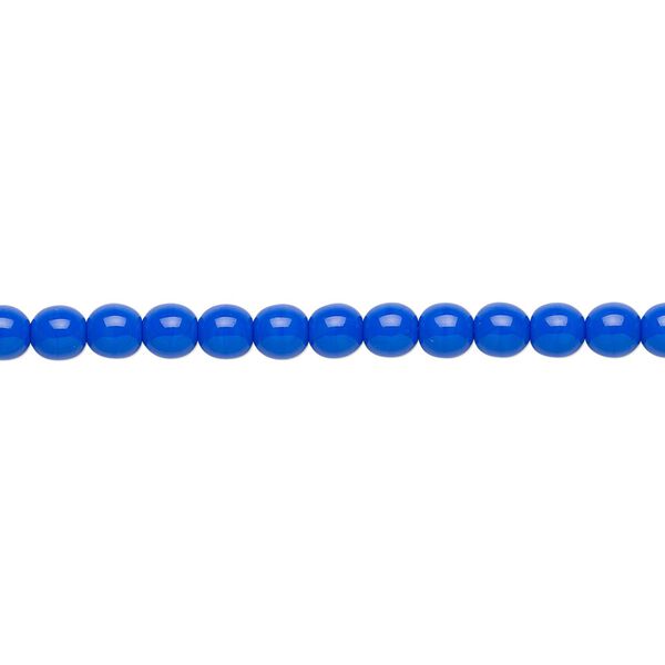 Bead, Czech glass druk, opaque blue, 4mm round. Sold per 15-1/2" to 16" strand. image number 0
