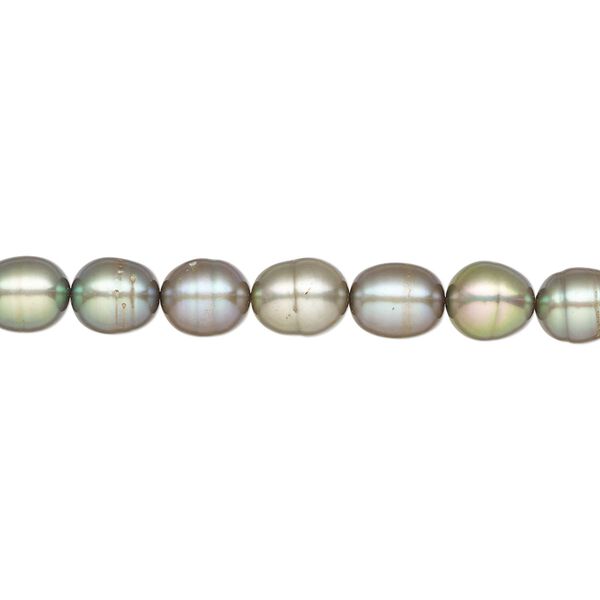 Pearl, cultured freshwater (dyed), pine, 5-6mm rice, D grade, Mohs hardness 2-1/2 to 4. Sold per 15-inch strand. image number 0