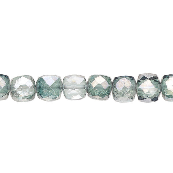 Quartz crystal 1pkg1, hand-cut faceted cube bead 7 inch 6x5mm-8x8mm image number 0