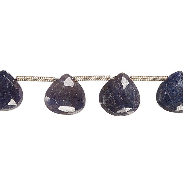 Blue sapphire 1pkg15, hand-cut top-drilled faceted puffed teardrop bead 9x9mm-12x11mm image number 0