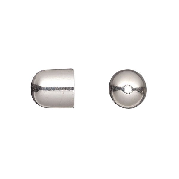 Cord end, JBB Findings, antiqued sterling silver, 10.5x9.5mm smooth round tube, 8mm inside diameter. Sold per pkg of 2. image number 0