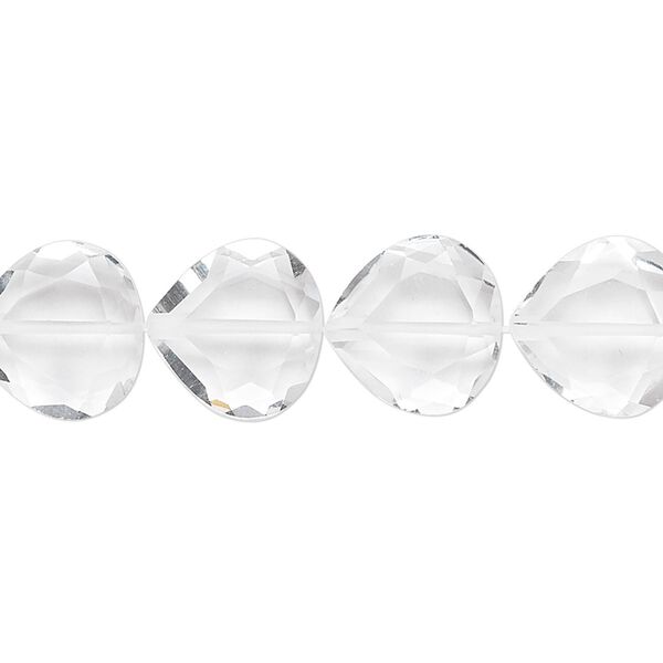 Quartz crystal 1pkg10, hand-cut faceted teardrop bead natural 12mm image number 0