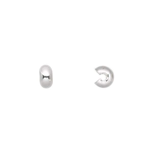 Crimp cover, silver-plated brass, 5mm round. Sold per pkg of 100. image number 0