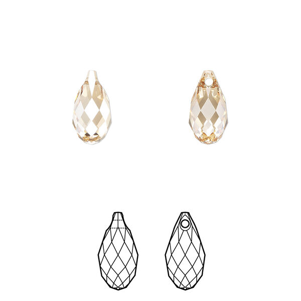 Briolette 144pk crystal golden shadow, Swarovski® 11x5.5mm pendant drop 6010 image number 0