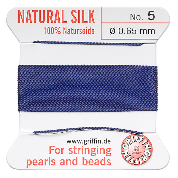 Thread, Griffin, silk, dark blue, size #5. Sold per 2-meter card (approximately 78 inches). image number 0