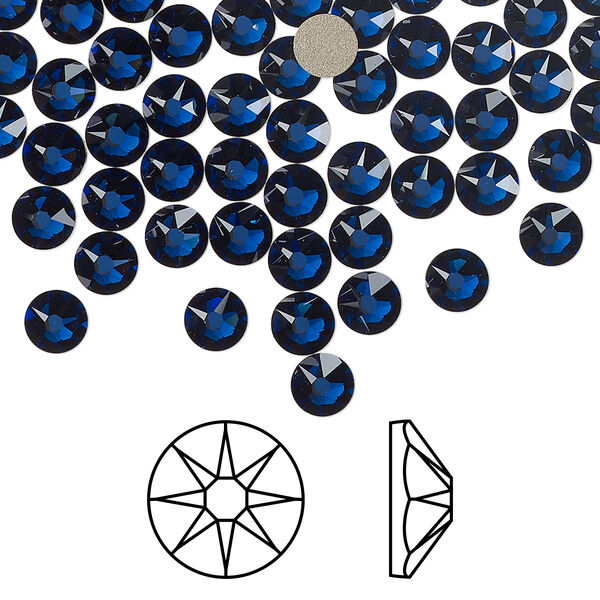 Flat back 1440pk dark sapphire foil back, Swarovski® ReCreated™ 4.6-4.8mm rose round SS20 2088 image number 0
