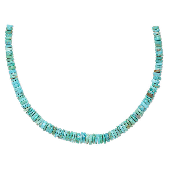 Turquoise 1pkg1, hand-cut faceted heishi bead B grade, 8 inch graduated 4x1mm-8x4mm image number 0