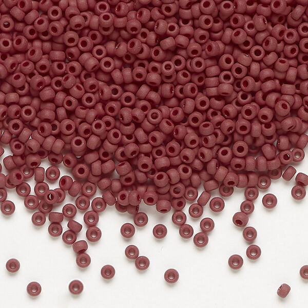 Seed bead, Miyuki, glass, pkg/250g, #11 rocaille, opaque matte currant, (RR-419F). image number 0