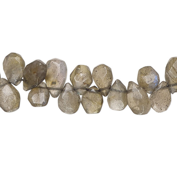 Labradorite 1pkg1, hand-cut top-drilled faceted puffed teardrop bead natural 14 inch 7x4mm-9x6mm image number 0