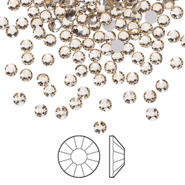 Flat back 144pk crystal honey foil back, Preciosa Viva 12® Czech crystal rhinestone 3-3.2mm chaton rose round SS12 image number 0