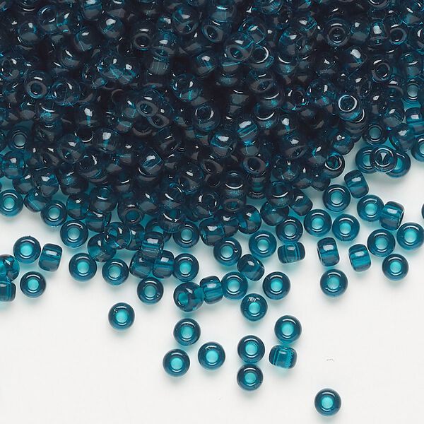 Seed bead, Miyuki, glass, pkg/50g, #8 rocaille, transparent dark teal (RR-2406). image number 0