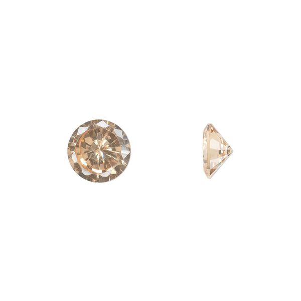 Gem, cubic zirconia, champagne, 8mm faceted round, Mohs hardness 8-1/2. Sold individually. image number 0