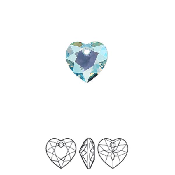 Drop 2pk aquamarine shimmer, Crystal Passions® 10.5mm pendant heart cut 6432 image number 0