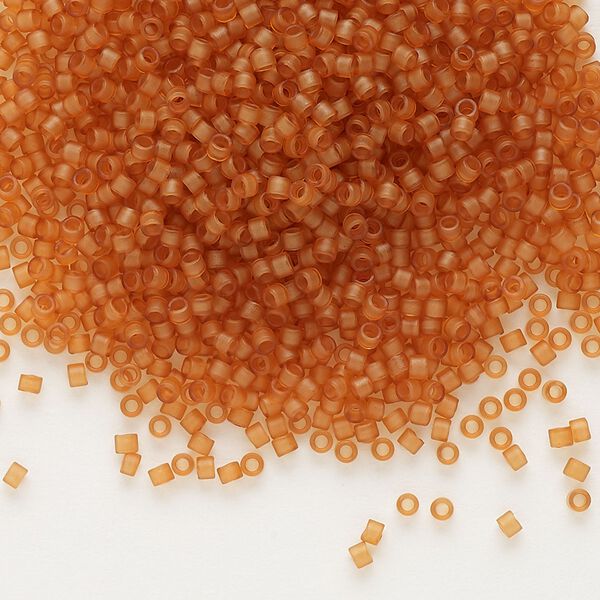Seed bead, Delica®, glass, pkg/50g, #11 round, translucent matte topaz crystal brown (DB-0777). image number 0