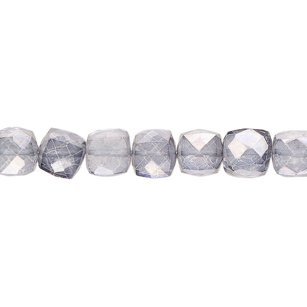 Quartz crystal 1pkg1, hand-cut faceted cube bead 7 inch 7x6mm-8x7mm image number 0
