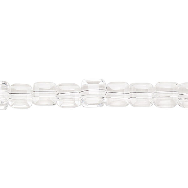 Bead 1pk 18 facets transparent clear, Celestial Crystal® 6mm cube 15.5-16 inch image number 0