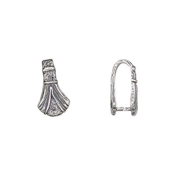 Bail, JBB Findings, ice-pick, antiqued sterling silver, 13x8mm fancy, 9mm grip length. Sold individually. image number 0