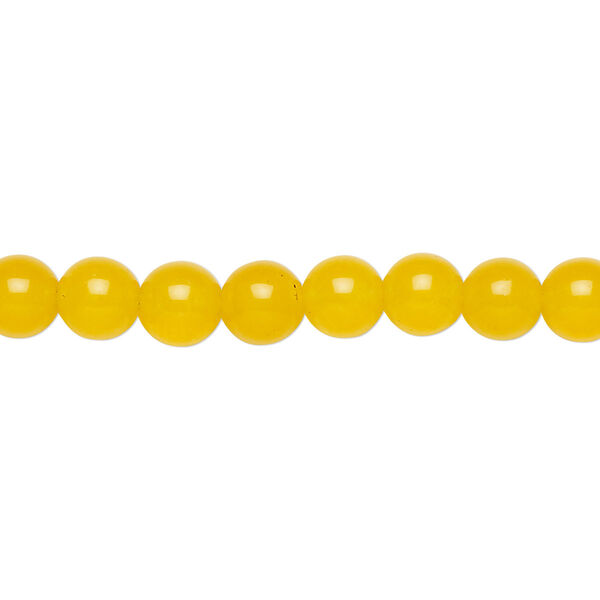 Yellow "jade" (quartz) 1pkg1, round bead 15.5-16 inch 6mm image number 0