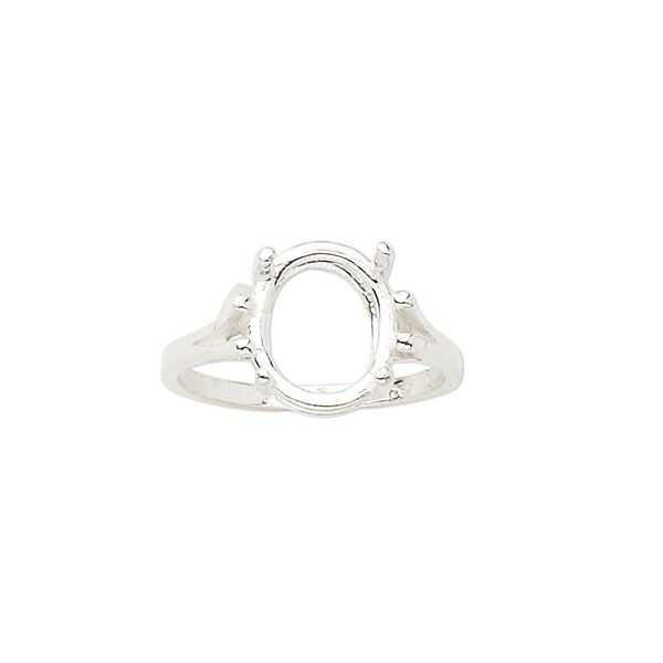 Ring, Sure-Set™, sterling silver, 12x10mm 4-prong oval basket setting, size 7. Sold individually. image number 0