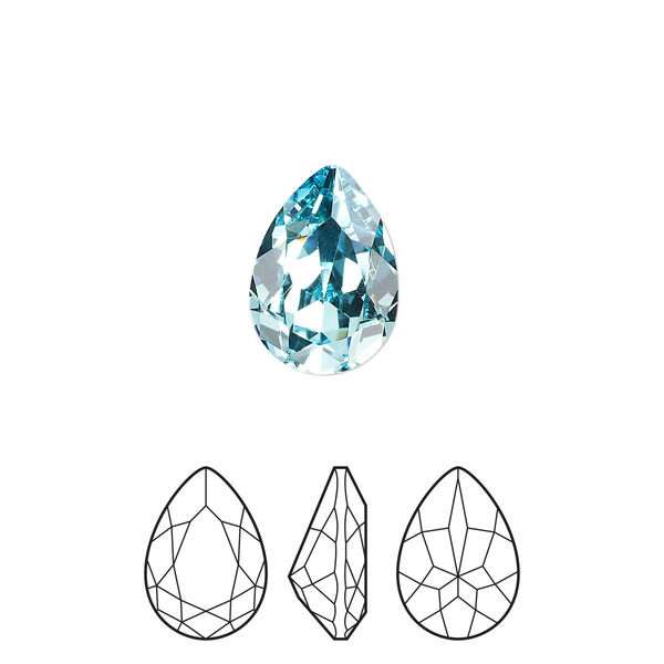 Fancy stone 2pk aqua bohemica foil back, Preciosa MAXIMA Czech crystal rhinestone 14x10mm pear image number 0
