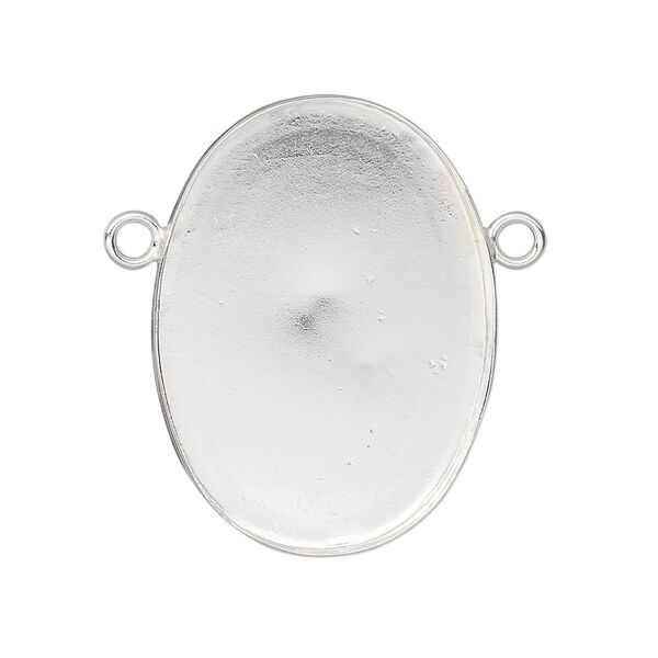 Connector, sterling silver, 31x23mm oval with 30x20mm bezel cup setting. Sold individually. image number 0