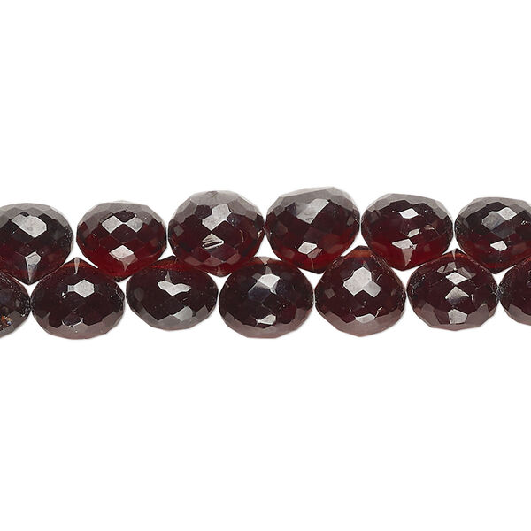 Garnet 1pkg1, hand-cut top-drilled faceted teardrop bead natural B+ grade, 8 inch 7-8mm image number 0