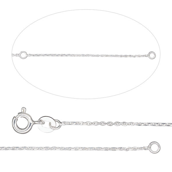 Chain, Gossamer™, sterling silver, 1mm diamond-cut cable, adjustable at 34 and 36 inches. Sold individually. image number 0