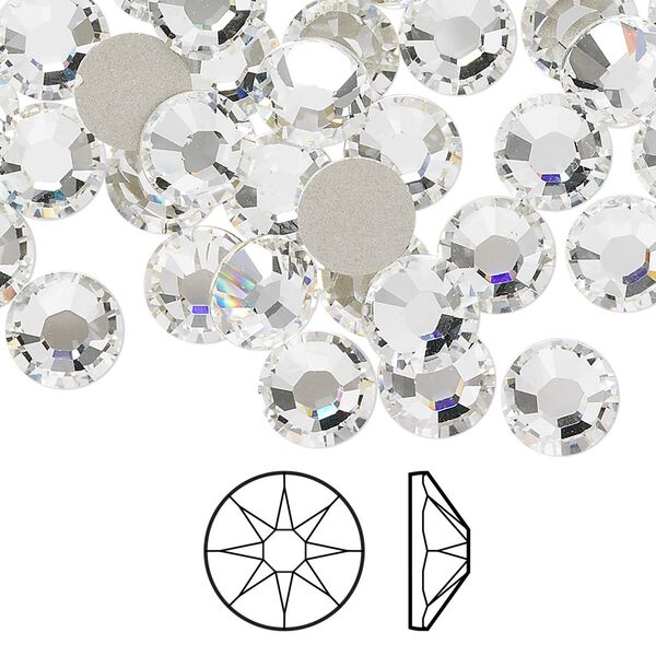 Flat back 144pk crystal clear foil back, Swarovski® 7.07-7.27mm rose round SS34 2088 image number 0