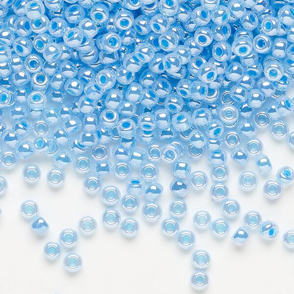 Seed bead, Miyuki, glass, pkg/50g, #8 rocaille, opaque blue luster alabaster (RR-537). image number 0