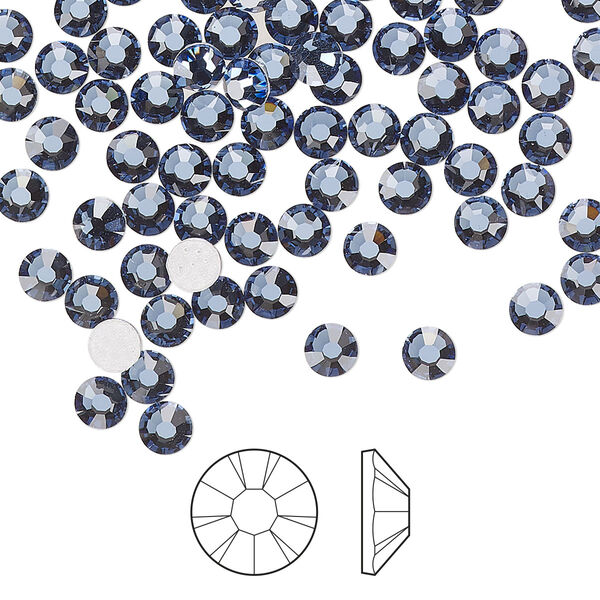 Flat back 1440pk denim blue foil back, Preciosa MAXIMA Czech crystal hotfix rhinestone 3.8-4mm chaton rose round SS16 image number 0