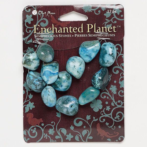 Moss agate 1pkg12, nugget bead small image number 0