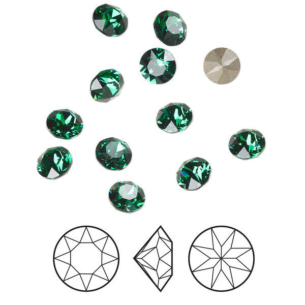 Chaton 288pk majestic green foil back, Swarovski® 6.14-6.32mm round SS29 1088 image number 0