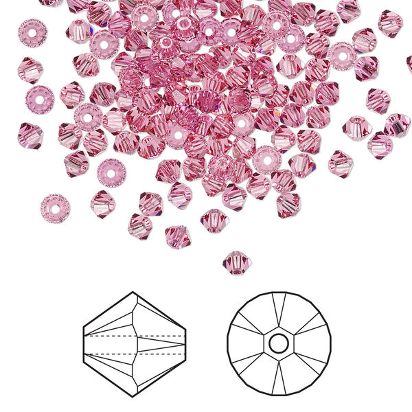 Bead 144pk rose, Crystal Passions® 3mm bicone 5328 image number 0
