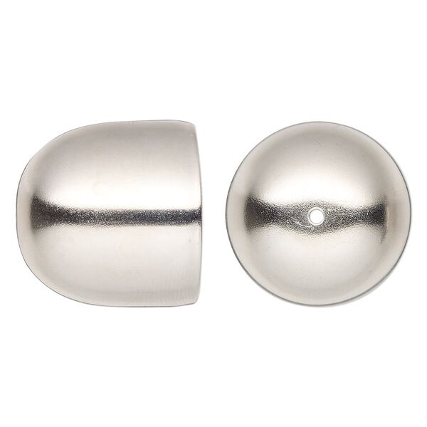 Bell component, lacquered imitation rhodium-plated carbon steel, 28x26mm with 25.5mm inside diameter. Sold per pkg of 6. image number 0