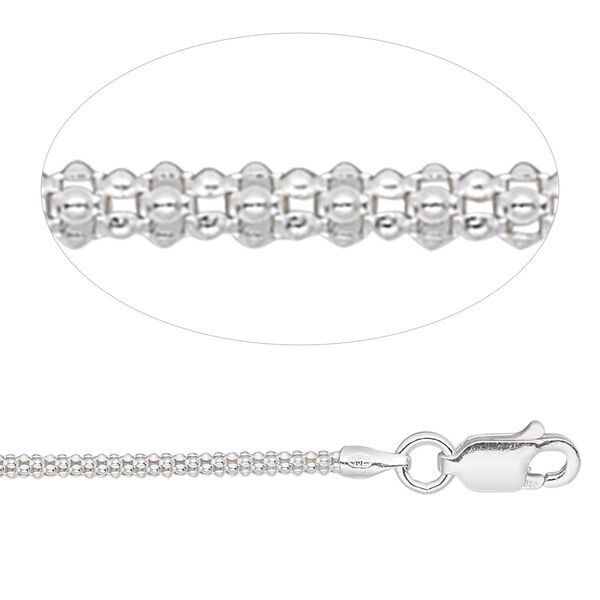 Chain, sterling silver, 1.8mm popcorn, 18 inches with lobster claw clasp. Sold individually. image number 0