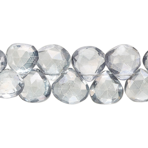 Quartz crystal 1pkg1, hand-cut top-drilled faceted puffed teardrop bead 7 inch 9-12mm image number 0