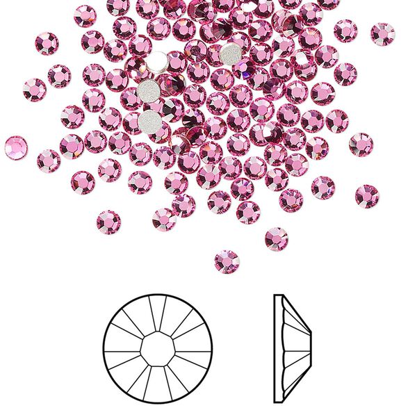 Flat back 1440pk rose foil back, Swarovski® 2.5-2.7mm rose round SS9 2058 image number 0